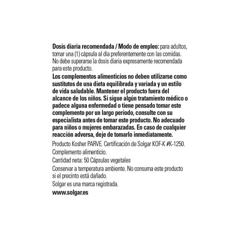 Solgar L-Tyrosine 500mg, 50 Veggie Capsules