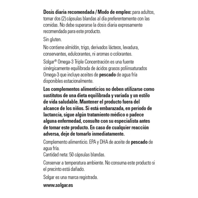 Solgar Omega-3 Triple Concentration, 100 capsules