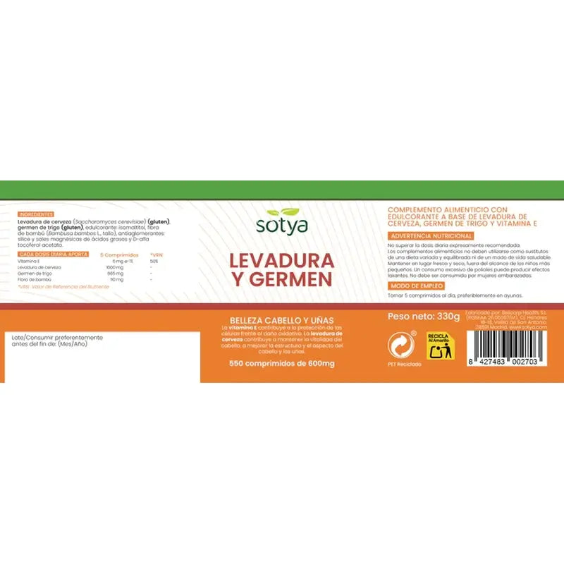 Sotya Brewer's Yeast + Wheat Germ 550 Tablets