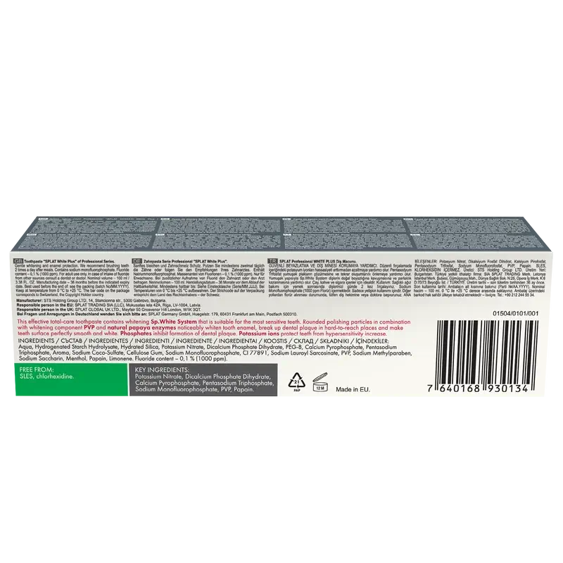 Splat White Plus Professional Toothpaste, 100 ml