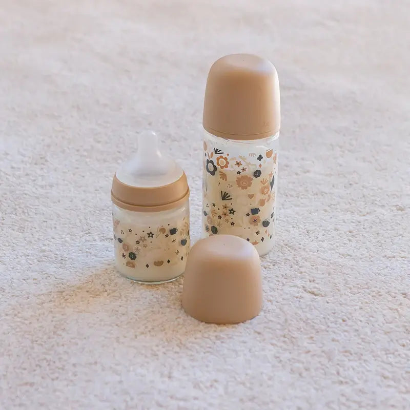 Suavinex Baby Bottle 150 Ml, Slow Flow (S), +0 Months, Wonderland Flowers Pink