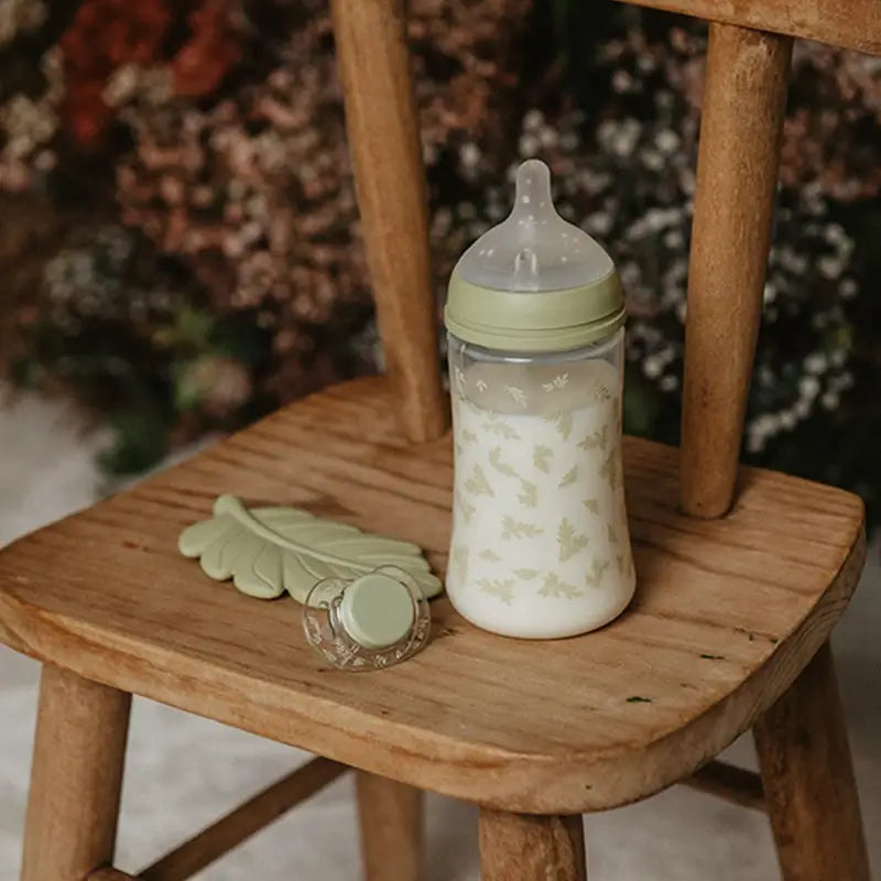 Suavinex Feeding Bottle 270 Ml, Medium Flow (M), +3 Months, Green Poetry