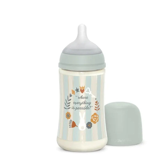 Suavinex Baby Bottle 270 Ml, Medium Flow (M), +3 Months, Wonderland Green