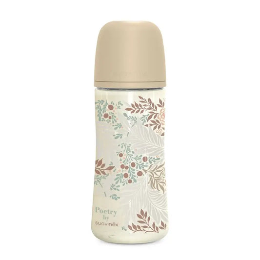 Suavinex Feeding Bottle 360 Ml, Dense Flow (L), +6 Months, Poetry Beige