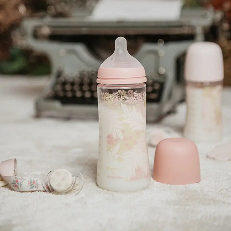 Suavinex Baby Bottle 360 Ml, Dense Flow (L), +6 Months, Poetry Pink