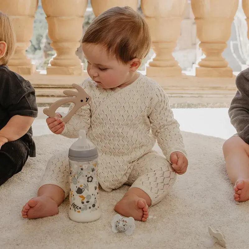 Suavinex Baby Bottle 360 Ml, Dense Flow (L), +6 Months, Wonderland Flowers Blue