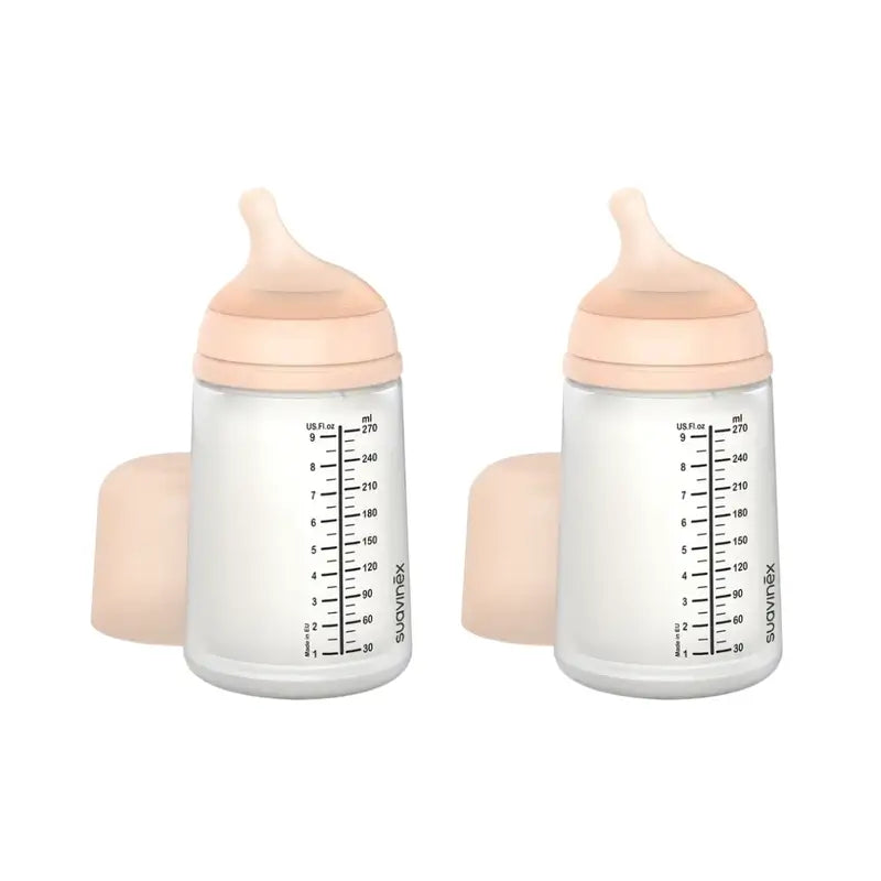Suavinex Anti-colic Bottle Zero Zero 270 Ml, Medium Flow (M), +3 Months, Fair, 2 Units