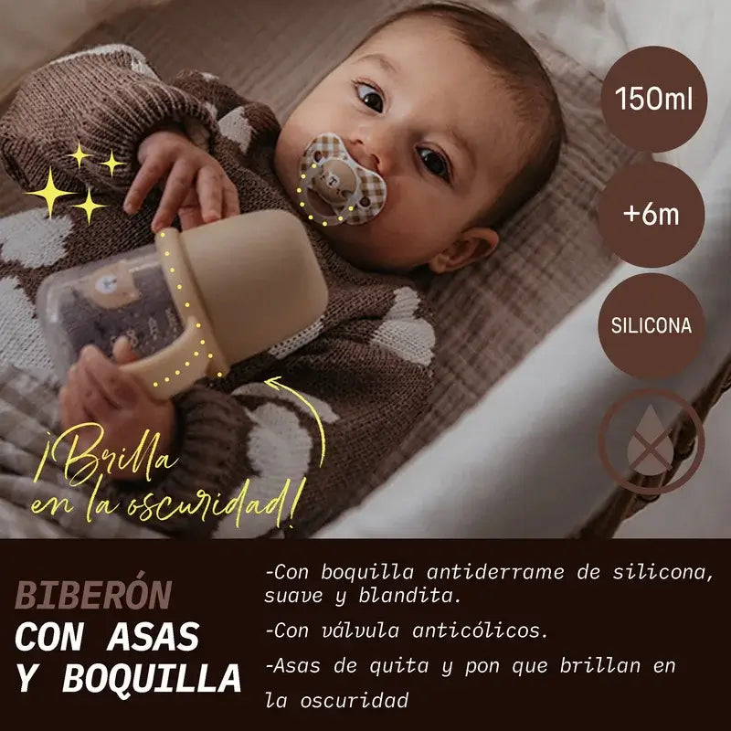 Suavinex Night Bottle Night & Day +6 Months Wild&Free Beige, 150 ml