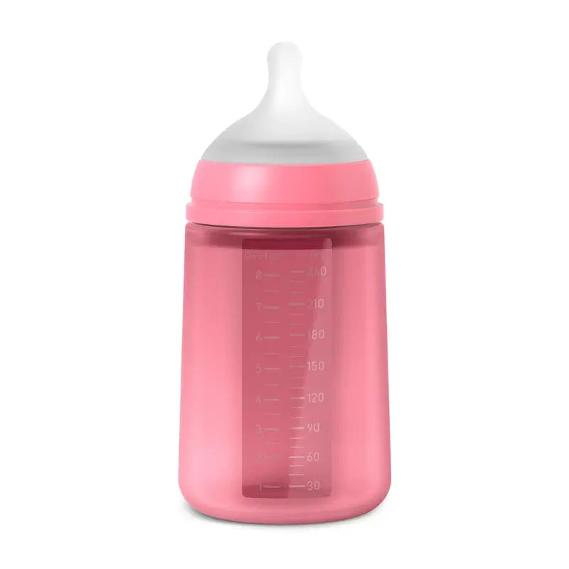 Suavinex Silicone Bottle 240 Ml, Medium Flow (M), +3 Months, Fuchsia