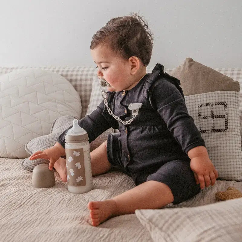 Suavinex Sx Pro Teat Dense Flow Bottle (L) +6 Months Wild&Free Beige, 360 ml