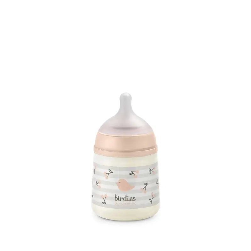 Suavinex Feeding Bottle Teat Sx Pro Slow Flow (S) +0 Months Birdies Pink, 150 ml