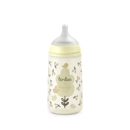 Suavinex Baby Bottle Teat Sx Pro Medium Flow (M) +3 Months Birdies Beige, 270 ml