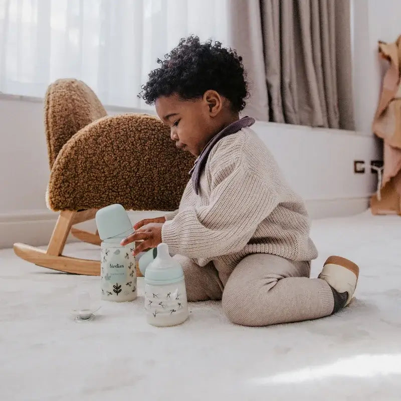 Suavinex Feeding Bottle Teat Sx Pro Medium Flow (M) +3 Months Birdies Green, 270 ml