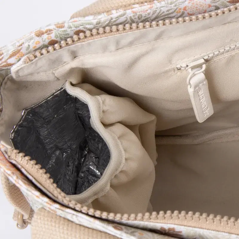 Suavinex Rectangular Poetry Beige Printed Bread Basket Baby Carriage Bag