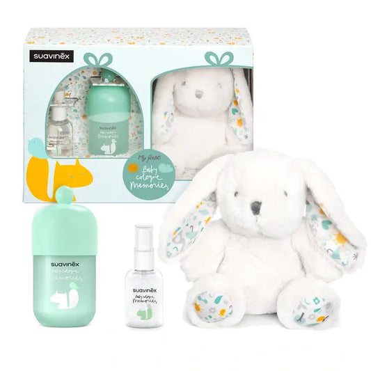 Suavinex Baby Layette with Baby Cologne Memories 100 Ml + Travel Format 50 + Baby Soft Toy
