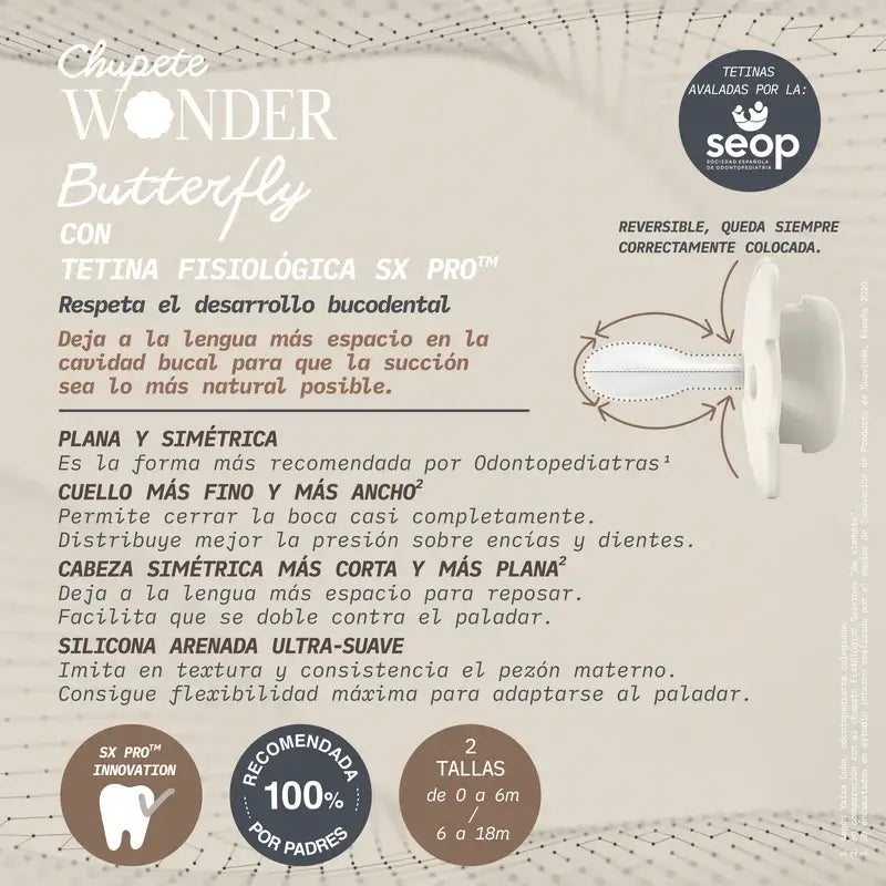 Suavinex Pacifier Sx Pro 0/6 Months, Wonderland Beige
