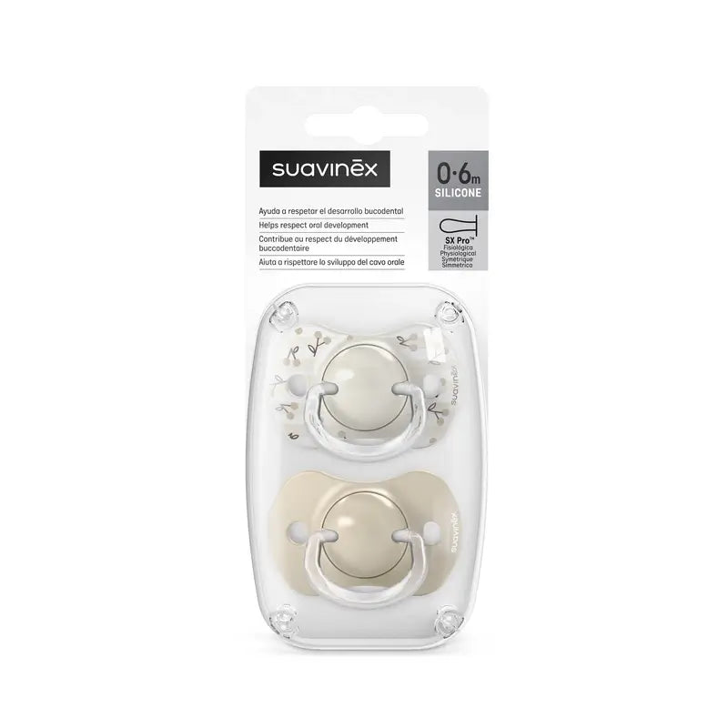 Suavinex Pacifiers Sx Pro Teat 0/6 Months Birdies Beige, 2 units