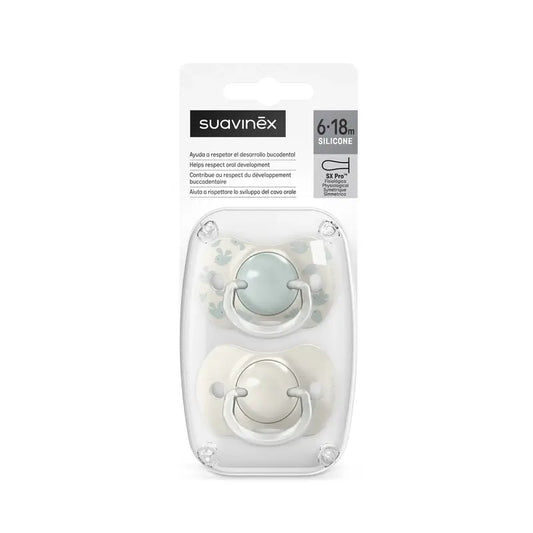 Suavinex Pacifiers Teat Sx Pro 6/18 Months Birdies Green, 2 units