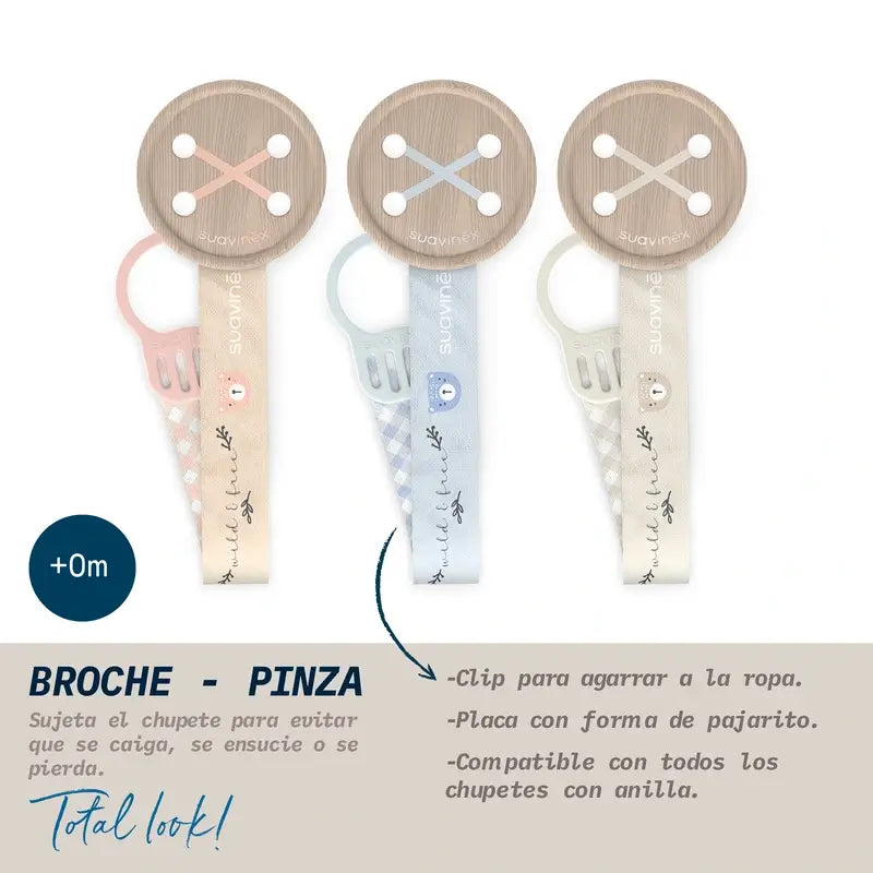 Suavinex Pacifier Holder +0 Months Wild&Free Beige