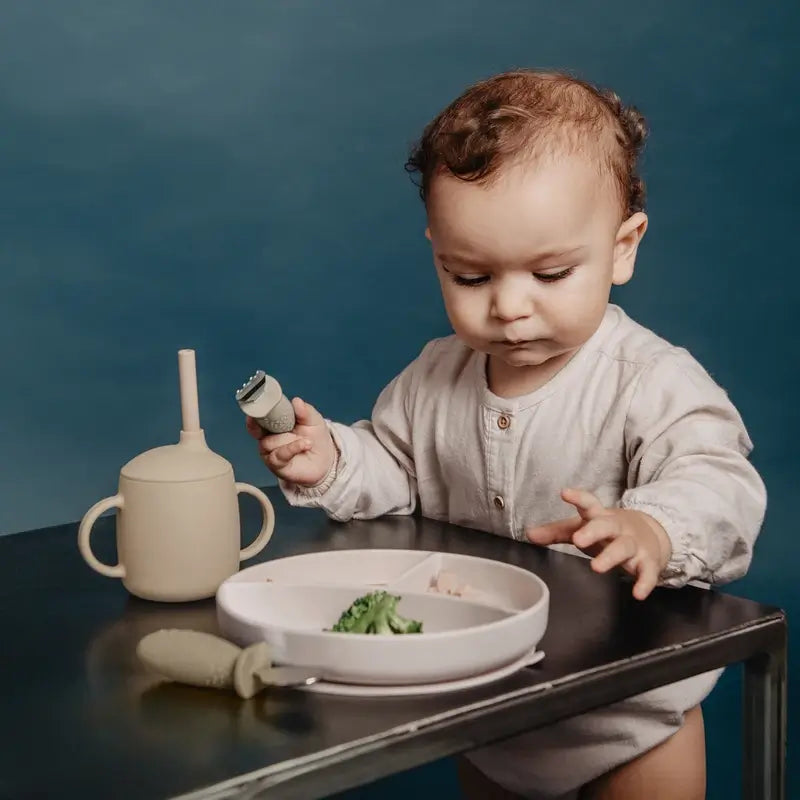 Suavinex Cutlery Learning Stainless Steel, +6 Months, Beige