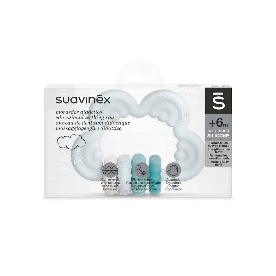 Suavinex Teether Silicone Teether +6 Months, Cloud, Blue