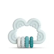 Suavinex Silicone Teether +6 Months. Didactic teether. Flexible and light teething ring. Cloud Design. Blue colour.