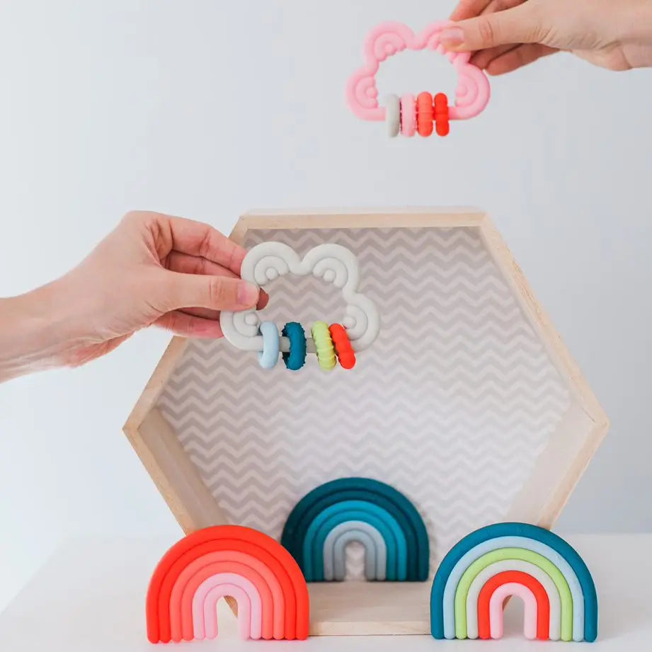 Suavinex Teether Silicone Teether +6 Months, Cloud, Blue