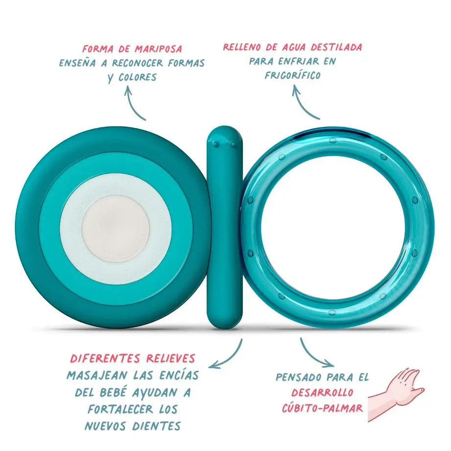 Suavinex Mordedor De Silicona Para Bebés +4 Meses. Mordedor Refrigerante. Anillo De Dentición Flexible Y Ligero. Color Azul 
