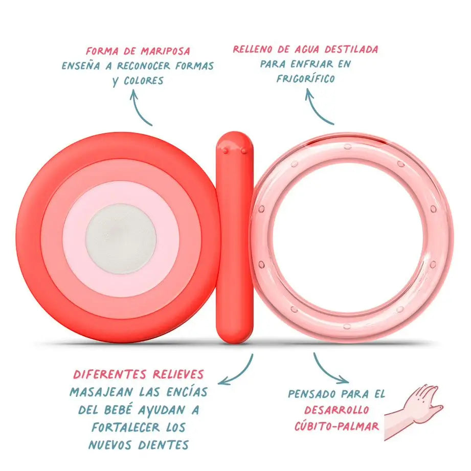 Suavinex Mordedor De Silicona Para Bebés +4 Meses. Mordedor Refrigerante. Anillo De Dentición Flexible Y Ligero. Color Rosa 