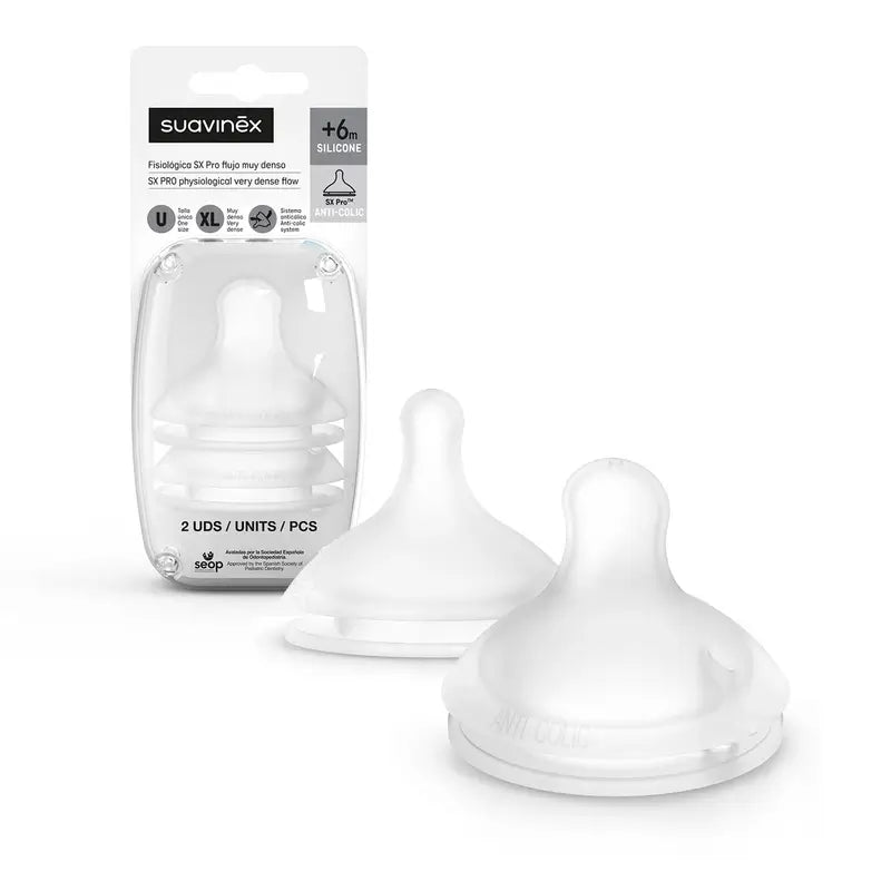 Suavinex Pack 2 Teats Sx Pro Silicone, Very Dense Flow (Xl)