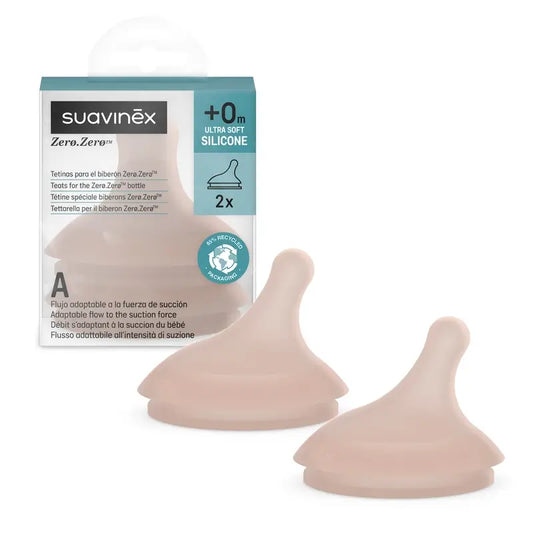 Suavinex Pack 2 Teats Zero Zero Adaptable Flow (A), +0 Months, Deep