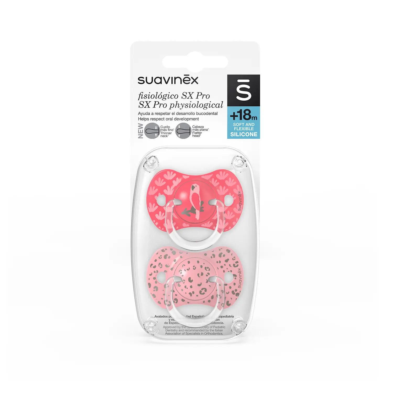 Suavinex Pack 2 Pacifiers Physiological Sx Pro Jungle Pink 18+M