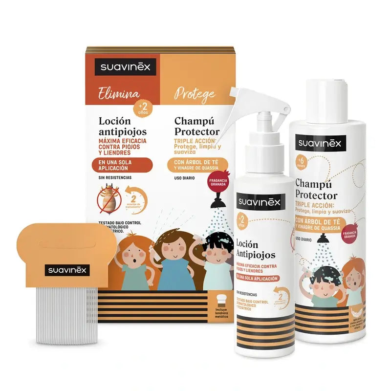 Suavinex Pack Anti-lice Lotion 125 Ml + Protective Shampoo 250 Ml + Lice Repellent, +2 Years old