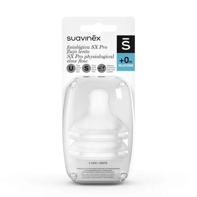 Suavinex Pack 2 Nipples Physiological Sx Pro Silicone. Slow Flow (S)
