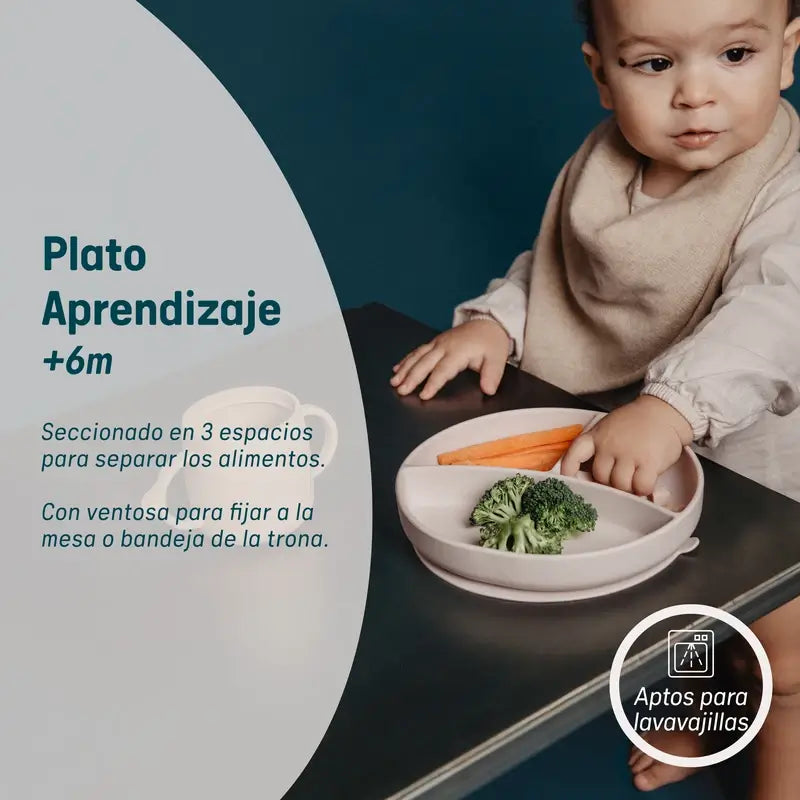 Suavinex Silicone Plate With Suction Cup And Divisions, +6 Months, Beige