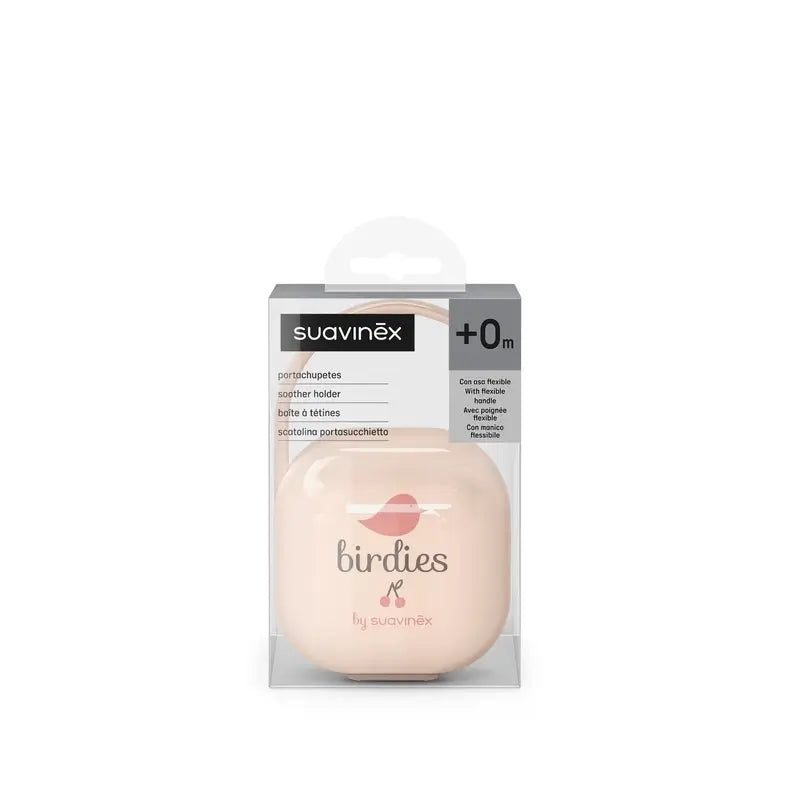 Suavinex Pacifier Holder +0 Months Birdies Pink