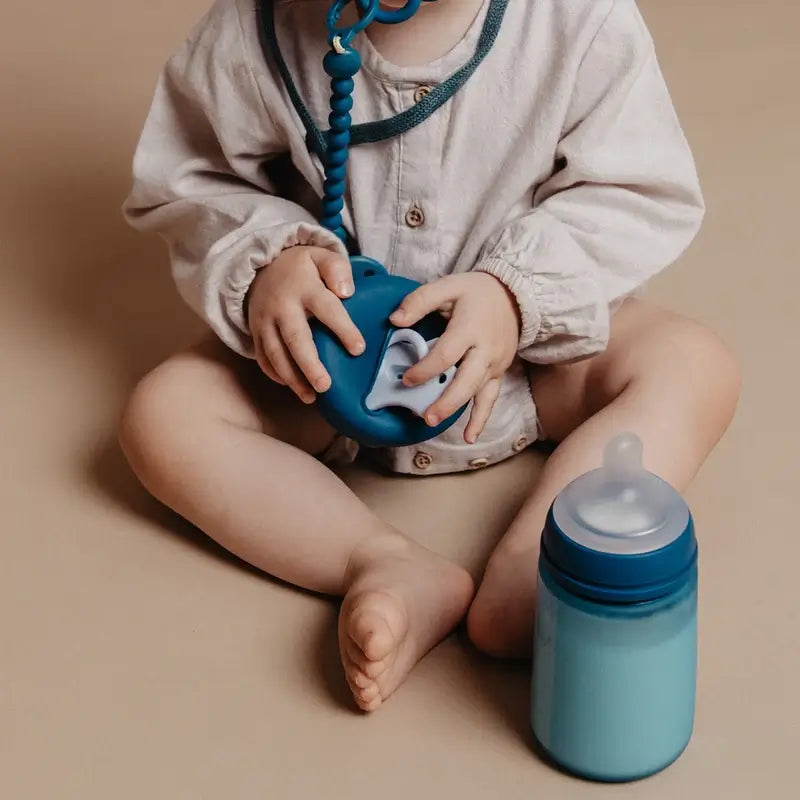 Suavinex Silicone Pacifier Holder With Handle, +0 Months, Deep Ocean