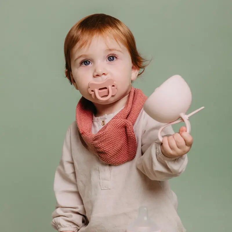 Suavinex Silicone Pacifier Holder With Handle, +0 Months, Rosewater