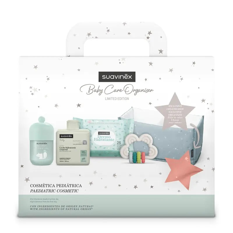 Suavinex Baby Gift Baby Milk 300 Ml + Baby Cologne Memories 100 Ml + Wipes + Teether, Pink