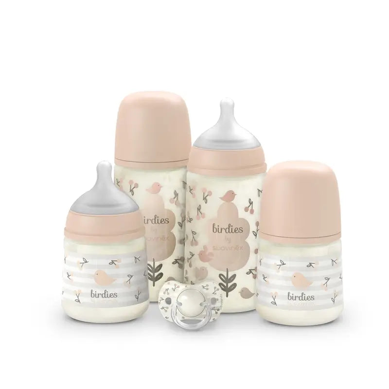 Suavinex Baby Bottles and Soother Gift Set Pink +0M Birdies Pink