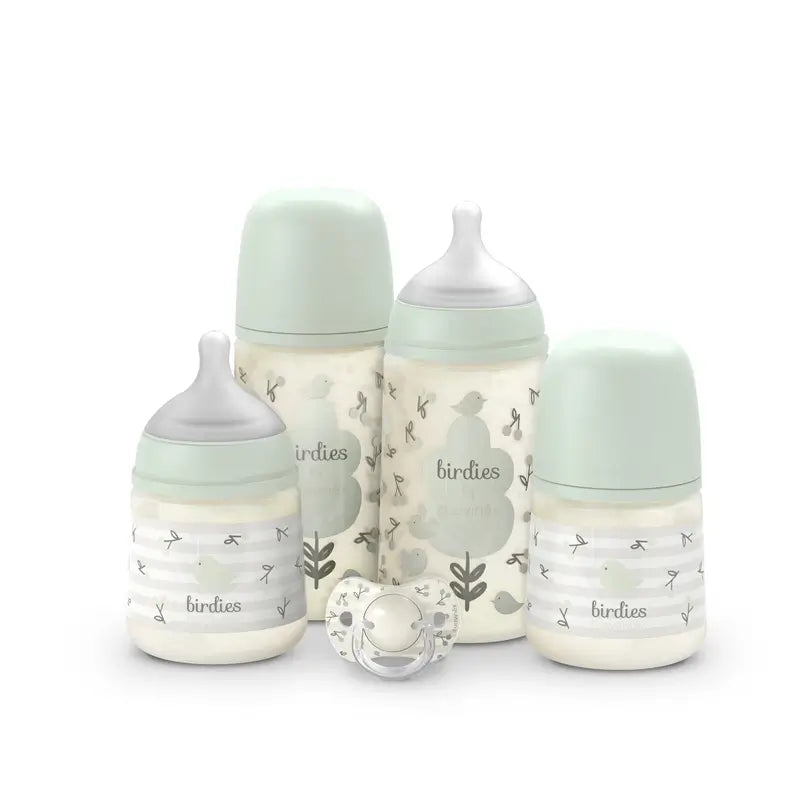 Suavinex Baby Bottles and Soother Gift Set Pink +0M Birdies Green