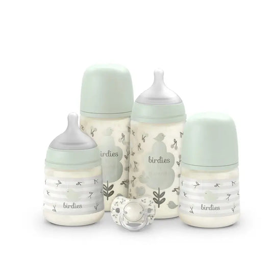 Suavinex Baby Bottles and Soother Gift Set Pink +0M Birdies Green