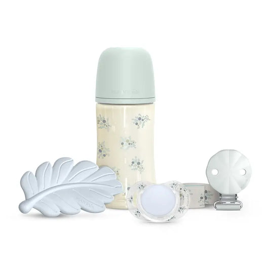 Suavinex Gift Set Pacifier + Pacifier + Bottle 270 Ml (M) + Teether, Blue