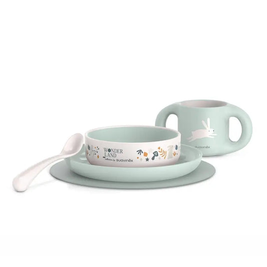Suavinex Baby Tableware +6 Months, White Green