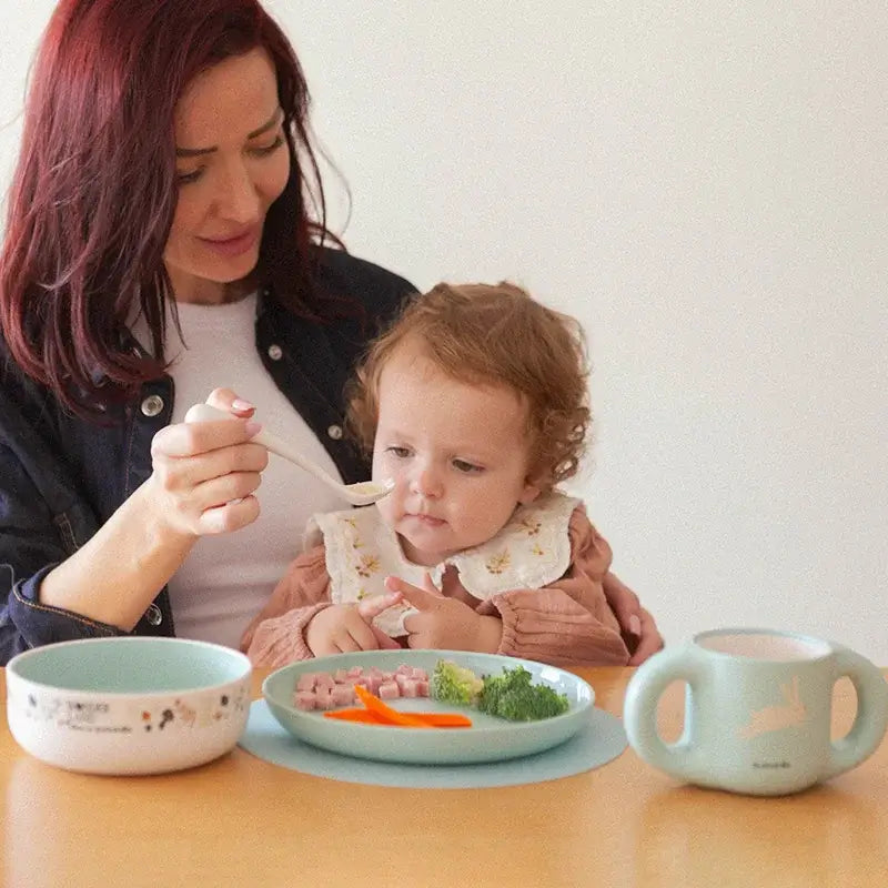 Suavinex Baby Tableware +6 Months, White Green