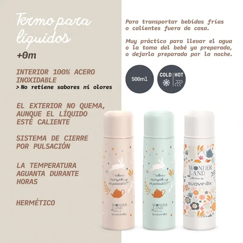 Suavinex Liquid Thermos 500 Ml, Wonderland Flowers