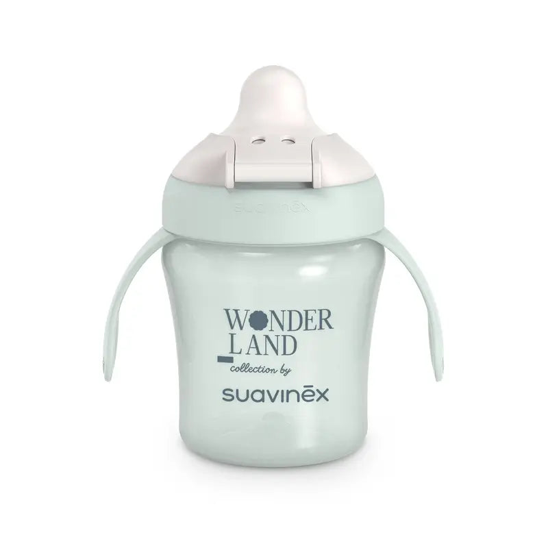 Suavinex Baby Learning Cup Rigid Anti-tear Mouthpiece, 200 Ml, +6 Months, Green Wonderland