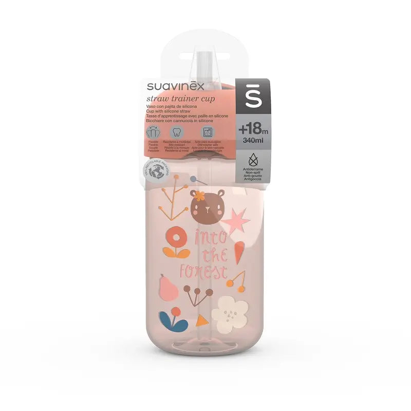 Suavinex Training Cup With Straw 340 Ml, Non-Spill, +18 Months, Pink