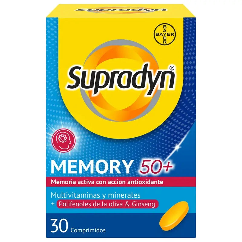 Supradyn Memory 50+ Vitamins, Minerals and Energy with Ginseng, 30 Tablets