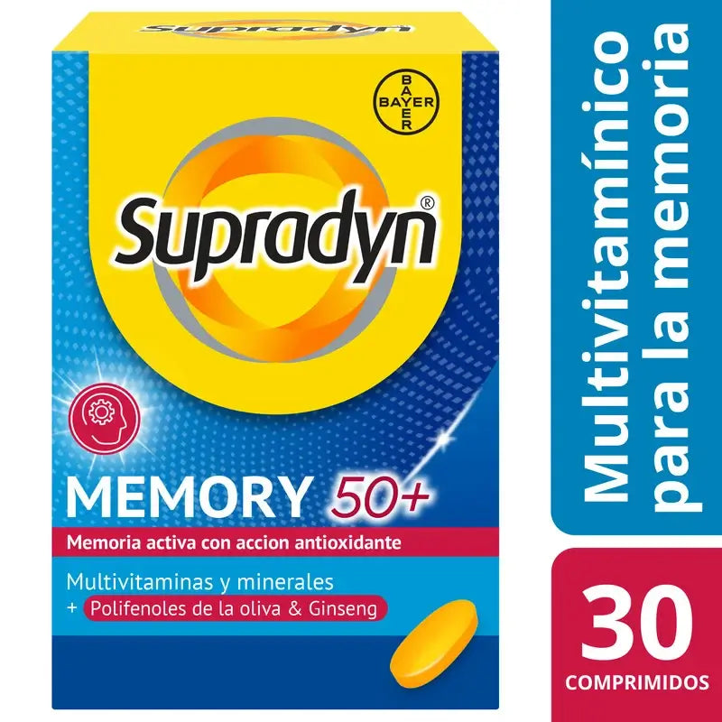 Supradyn Memory 50+ Vitamins, Minerals and Energy with Ginseng, 30 Tablets